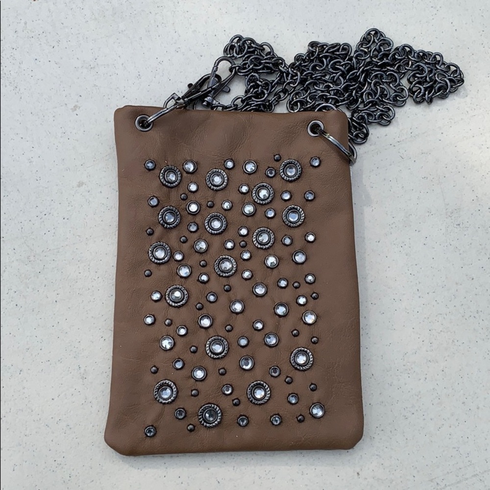 Brand new bedazzled brown crossbody purse
